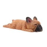 Max Sleeping Bulldog Corgi Dog Garden Mini Dollhouse Figurine Decor  Dark Brown