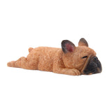 Max Sleeping Bulldog Corgi Dog Garden Mini Dollhouse Figurine Decor  Dark Brown
