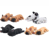 Max Sleeping Bulldog Corgi Dog Garden Mini Dollhouse Figurine Decor  Dark Brown