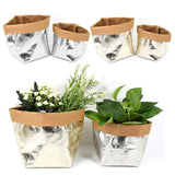 Max Washable Kraft Paper Bag Plant Flowers Pot Storage Bag 13x13x23cm Silver