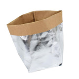 Max Washable Kraft Paper Bag Plant Flowers Pot Storage Bag 13x13x23cm Silver