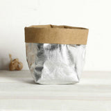 Max Washable Kraft Paper Bag Plant Flowers Pot Storage Bag 13x13x23cm Silver
