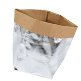 Max Washable Kraft Paper Bag Plant Flowers Pot Storage Bag 13x13x23cm Silver