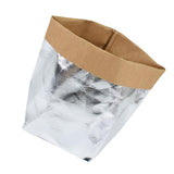 Max Washable Kraft Paper Bag Plant Flowers Pot Storage Bag 13x13x23cm Silver