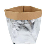Max Washable Kraft Paper Bag Plant Flowers Pot Storage Bag 13x13x23cm Silver
