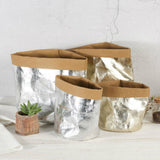 Max Washable Kraft Paper Bag Plant Flowers Pot Storage Bag 13x13x23cm Silver