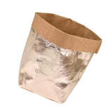 Max Washable Kraft Paper Bag Plant Flowers Pot Storage Bag 13x13x23cm Rose Gold
