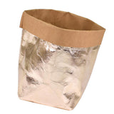 Max Washable Kraft Paper Bag Plant Flowers Pot Storage Bag 13x13x23cm Rose Gold