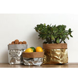 Max Washable Kraft Paper Bag Plant Flowers Pot Storage Bag 20x20x35cm Rose Gold