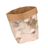 Max Washable Kraft Paper Bag Plant Flowers Pot Storage Bag 20x20x35cm Rose Gold