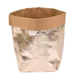Max Washable Kraft Paper Bag Plant Flowers Pot Storage Bag 20x20x35cm Rose Gold