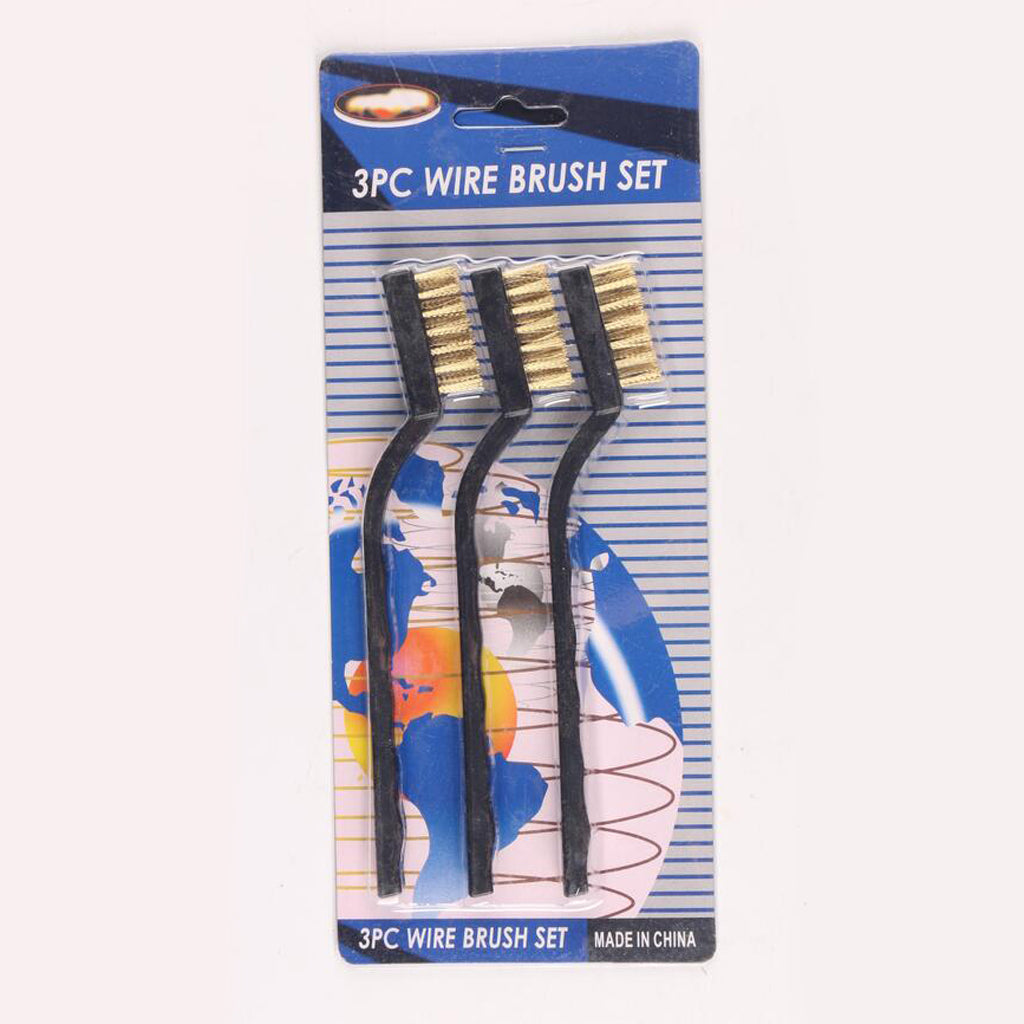 Max 3pcs Handy Wire Brush Tools Cleaning Polish Plastic Handle  Brass