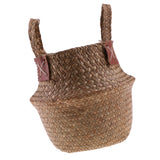 Max StrawWoven Flower Pot Vase Basket Green Plant Holder 38x34cm Brown