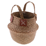 Max StrawWoven Flower Pot Vase Basket Green Plant Holder 38x34cm Brown