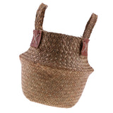 Max StrawWoven Flower Pot Vase Basket Green Plant Holder 38x34cm Brown