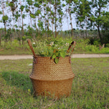 Max StrawWoven Flower Pot Vase Basket Green Plant Holder 38x34cm Brown
