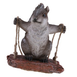 Max Resin Simulation Swing Animal Figurine Garden Ornament Decor Grey Squirrel