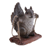 Max Resin Simulation Swing Animal Figurine Garden Ornament Decor Grey Squirrel