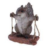 Max Resin Simulation Swing Animal Figurine Garden Ornament Decor Grey Squirrel