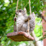 Max Resin Simulation Swing Animal Figurine Garden Ornament Decor Grey Squirrel