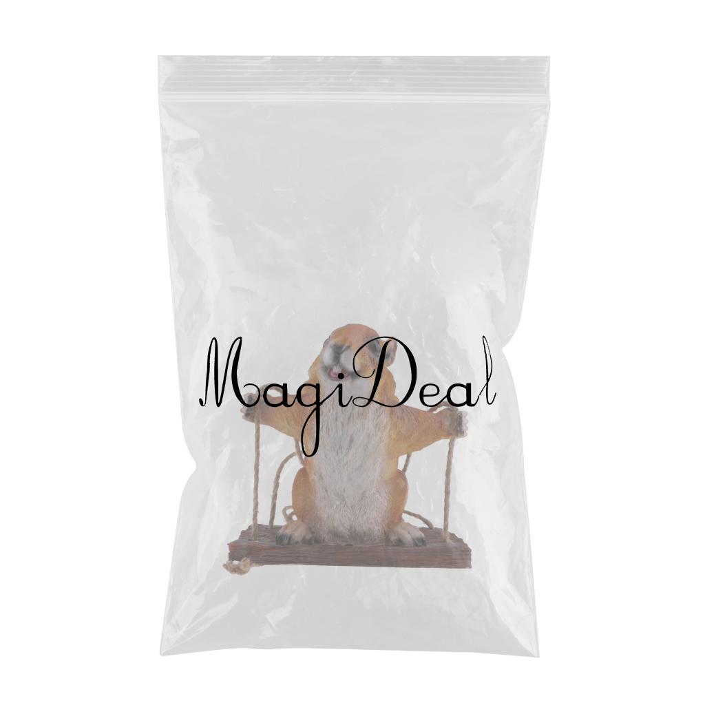 Max Resin Simulation Swing Animal Figurine Garden Ornament Decor Yellow Squirrel