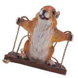Max Resin Simulation Swing Animal Figurine Garden Ornament Decor Yellow Squirrel