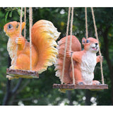 Max Resin Simulation Swing Animal Figurine Garden Ornament Decor Yellow Squirrel