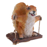 Max Resin Simulation Swing Animal Figurine Garden Ornament Decor Yellow Squirrel
