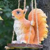 Max Resin Simulation Swing Animal Figurine Garden Ornament Decor Yellow Squirrel