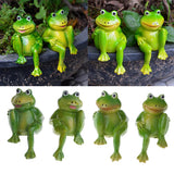Max 1 Pair Resin Frog Ornament Animal Fairy Garden Dollhouse Home Decor Green
