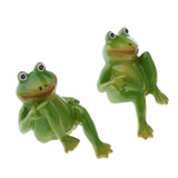 Max 1 Pair Resin Frog Ornament Animal Fairy Garden Dollhouse Home Decor Green