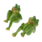 Max 1 Pair Resin Frog Ornament Animal Fairy Garden Dollhouse Home Decor Green
