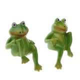 Max 1 Pair Resin Frog Ornament Animal Fairy Garden Dollhouse Home Decor Green