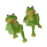 Max 1 Pair Resin Frog Ornament Animal Fairy Garden Dollhouse Home Decor Green