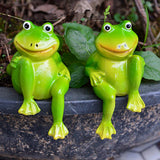 Max 1 Pair Resin Frog Ornament Animal Fairy Garden Dollhouse Home Decor Green