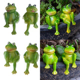 Max 1 Pair Resin Frog Ornament Animal Fairy Garden Dollhouse Home Decor Green