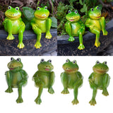 Max 1 Pair Resin Frog Ornament Animal Fairy Garden Dollhouse Home Decor Green