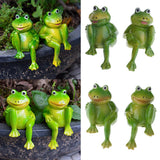 Max 1 Pair Resin Frog Ornament Animal Fairy Garden Dollhouse Home Decor Green