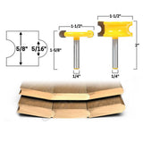Max 2-Piece Canoe Flute and Bead Router Bit Wood Cutter Woodworking Tool 6.35mm