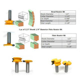 Max 2-Piece Canoe Flute and Bead Router Bit Wood Cutter Woodworking Tool 12.7mm