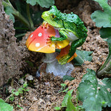 Max Resin Fairy Garden Ornament Miniature Home Decor Frog Red Mushroom