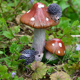 Max Resin Fairy Garden Ornament Miniature Home Decor Hedgehog Brown Mushroom