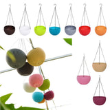 Max Plastic Flower Pot Hanging Basket Balcony Garden Plant Planter Chain Brown