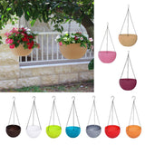 Max Plastic Flower Pot Hanging Basket Balcony Garden Plant Planter Chain Brown