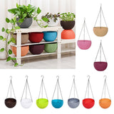 Max Plastic Flower Pot Hanging Basket Balcony Garden Plant Planter Chain Brown