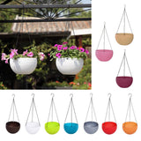 Max Plastic Flower Pot Hanging Basket Balcony Garden Plant Planter Chain Brown