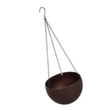 Max Plastic Flower Pot Hanging Basket Balcony Garden Plant Planter Chain Brown