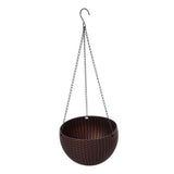 Max Plastic Flower Pot Hanging Basket Balcony Garden Plant Planter Chain Brown