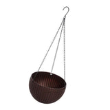 Max Plastic Flower Pot Hanging Basket Balcony Garden Plant Planter Chain Brown