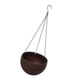 Max Plastic Flower Pot Hanging Basket Balcony Garden Plant Planter Chain Brown